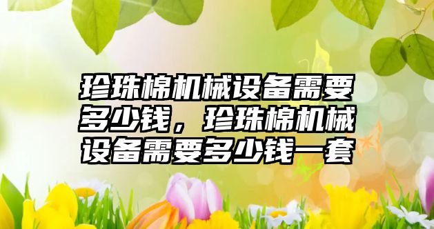 珍珠棉機械設備需要多少錢，珍珠棉機械設備需要多少錢一套