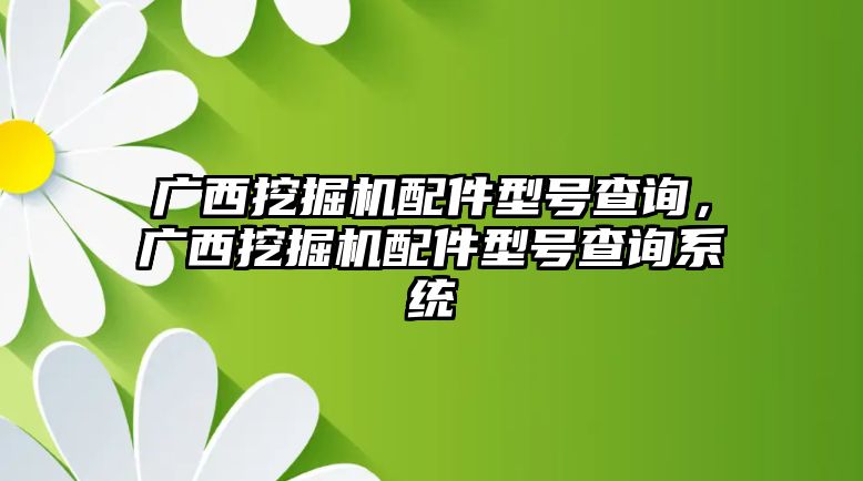 廣西挖掘機配件型號查詢，廣西挖掘機配件型號查詢系統(tǒng)