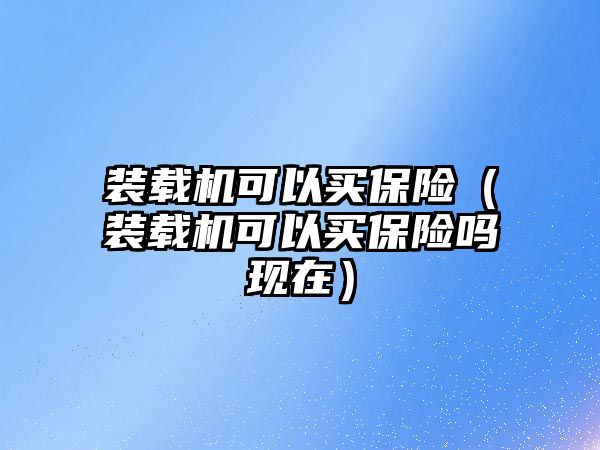 裝載機可以買保險（裝載機可以買保險嗎現在）