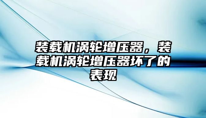 裝載機(jī)渦輪增壓器，裝載機(jī)渦輪增壓器壞了的表現(xiàn)