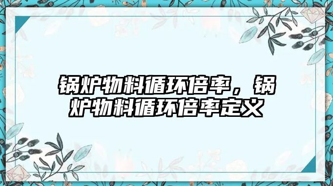 鍋爐物料循環倍率，鍋爐物料循環倍率定義