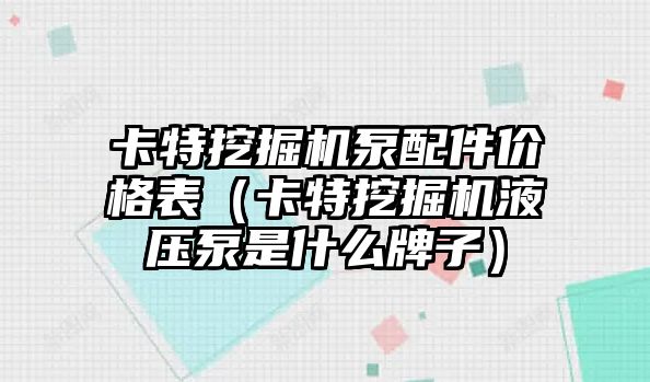 卡特挖掘機泵配件價格表（卡特挖掘機液壓泵是什么牌子）