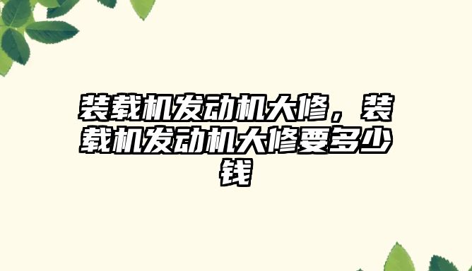 裝載機發動機大修，裝載機發動機大修要多少錢