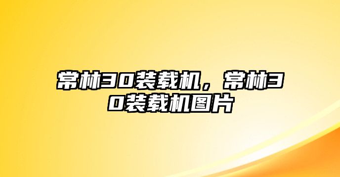 常林30裝載機，常林30裝載機圖片