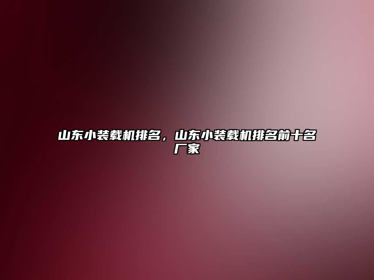 山東小裝載機排名，山東小裝載機排名前十名廠家