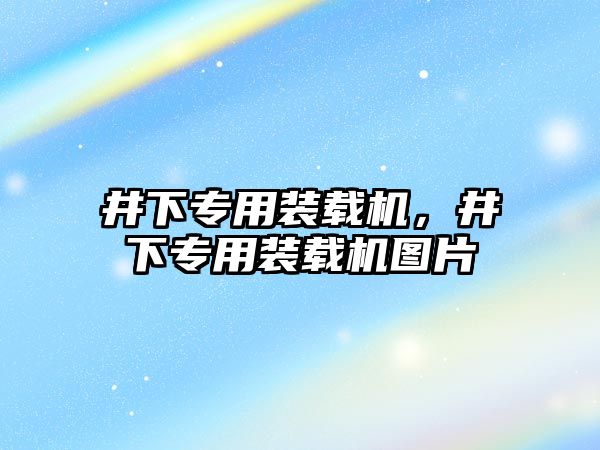 井下專用裝載機，井下專用裝載機圖片