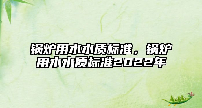 鍋爐用水水質標準，鍋爐用水水質標準2022年