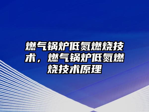 燃氣鍋爐低氮燃燒技術，燃氣鍋爐低氮燃燒技術原理