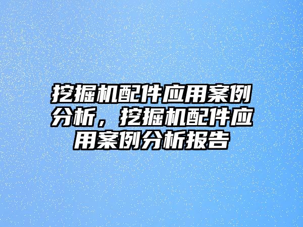 挖掘機配件應用案例分析，挖掘機配件應用案例分析報告