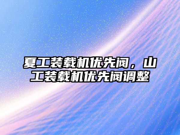 夏工裝載機優(yōu)先閥，山工裝載機優(yōu)先閥調整