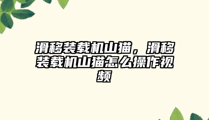 滑移裝載機山貓，滑移裝載機山貓怎么操作視頻