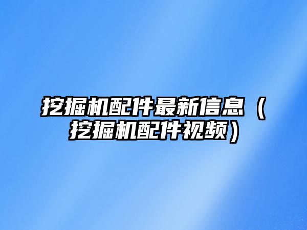 挖掘機配件最新信息（挖掘機配件視頻）