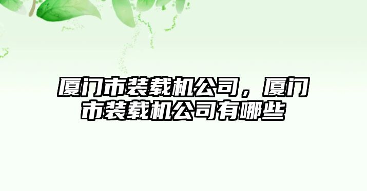 廈門(mén)市裝載機(jī)公司，廈門(mén)市裝載機(jī)公司有哪些