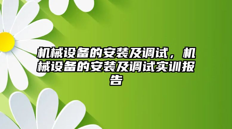 機械設備的安裝及調試，機械設備的安裝及調試實訓報告