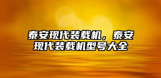 泰安現(xiàn)代裝載機，泰安現(xiàn)代裝載機型號大全