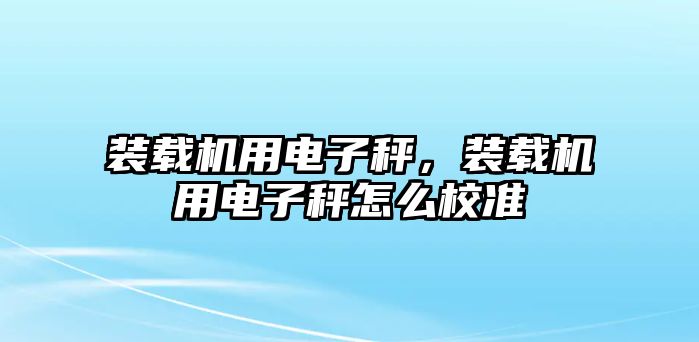 裝載機用電子秤，裝載機用電子秤怎么校準