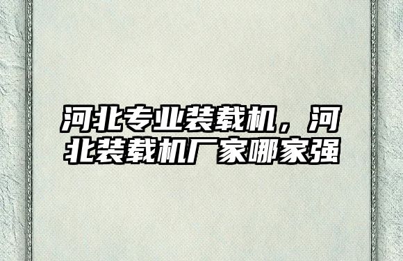 河北專業裝載機，河北裝載機廠家哪家強