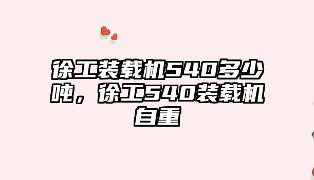 徐工裝載機540多少噸，徐工540裝載機自重