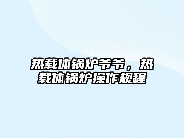 熱載體鍋爐爺爺，熱載體鍋爐操作規程