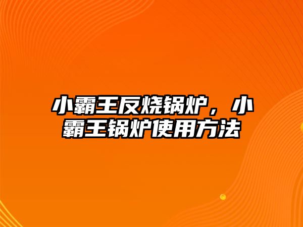 小霸王反燒鍋爐，小霸王鍋爐使用方法