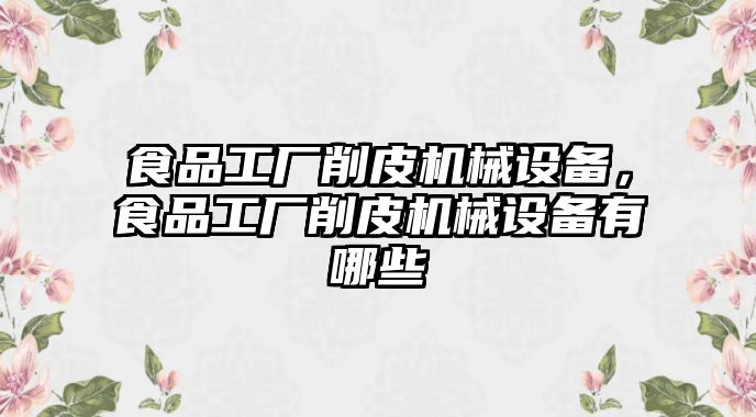 食品工廠削皮機械設備，食品工廠削皮機械設備有哪些