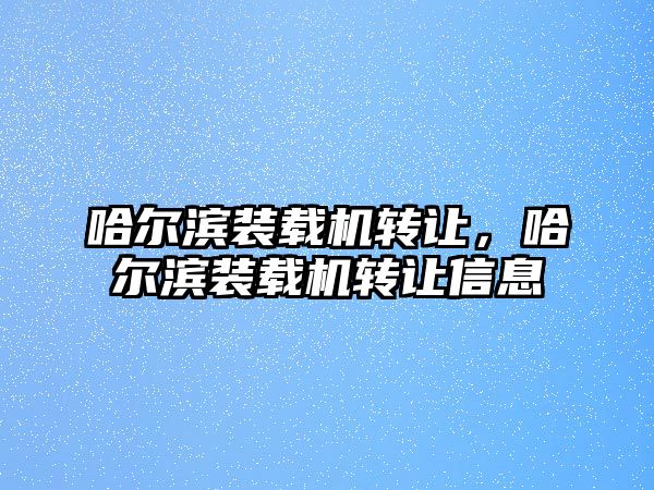 哈爾濱裝載機轉讓，哈爾濱裝載機轉讓信息