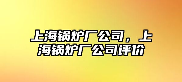 上海鍋爐廠公司，上海鍋爐廠公司評價