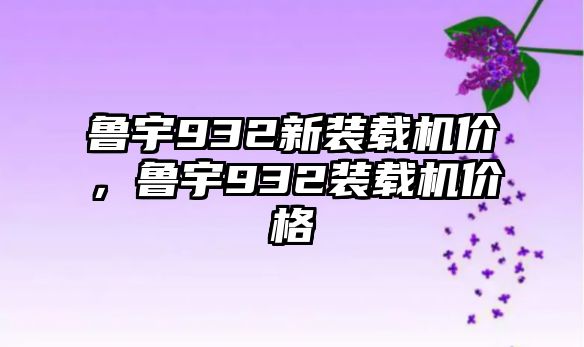 魯宇932新裝載機價，魯宇932裝載機價格