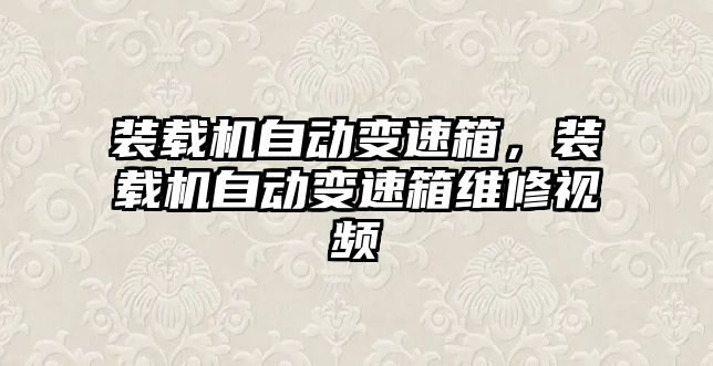 裝載機自動變速箱，裝載機自動變速箱維修視頻