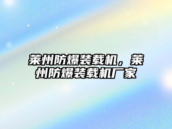 萊州防爆裝載機，萊州防爆裝載機廠家