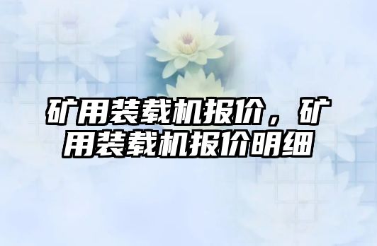 礦用裝載機報價，礦用裝載機報價明細