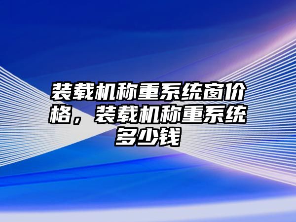 裝載機稱重系統窗價格，裝載機稱重系統多少錢