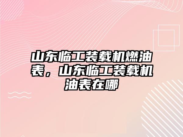 山東臨工裝載機燃油表，山東臨工裝載機油表在哪