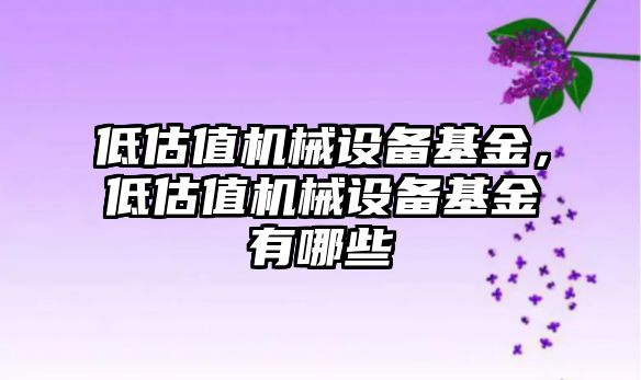 低估值機械設備基金，低估值機械設備基金有哪些