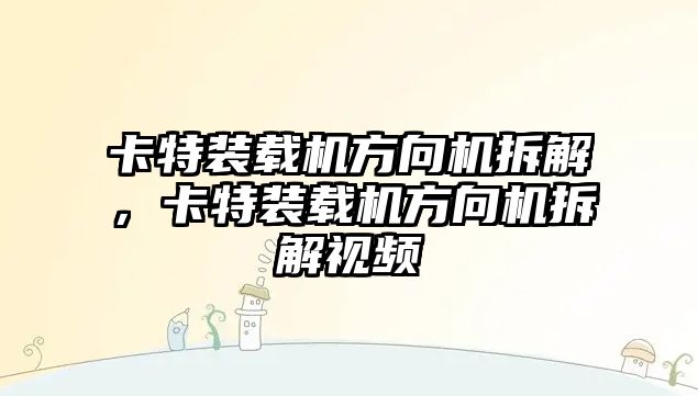 卡特裝載機方向機拆解，卡特裝載機方向機拆解視頻