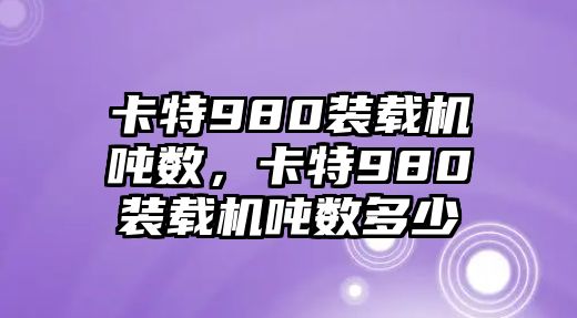 卡特980裝載機噸數，卡特980裝載機噸數多少