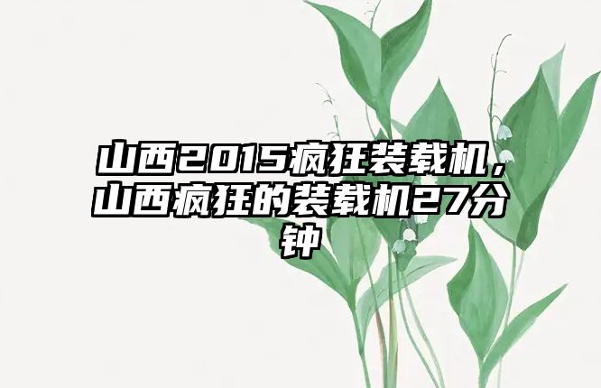 山西2015瘋狂裝載機，山西瘋狂的裝載機27分鐘