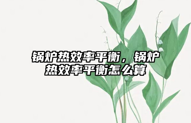 鍋爐熱效率平衡，鍋爐熱效率平衡怎么算