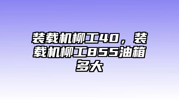 裝載機柳工40，裝載機柳工855油箱多大