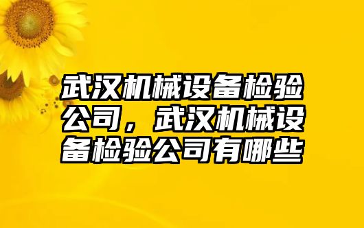 武漢機械設(shè)備檢驗公司，武漢機械設(shè)備檢驗公司有哪些