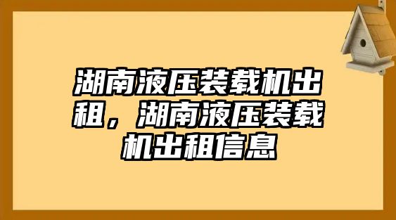 湖南液壓裝載機出租，湖南液壓裝載機出租信息