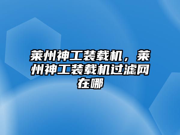 萊州神工裝載機，萊州神工裝載機過濾網在哪