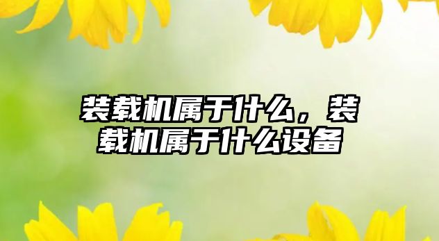 裝載機屬于什么，裝載機屬于什么設備