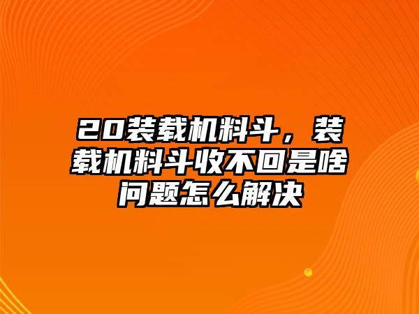 20裝載機料斗，裝載機料斗收不回是啥問題怎么解決