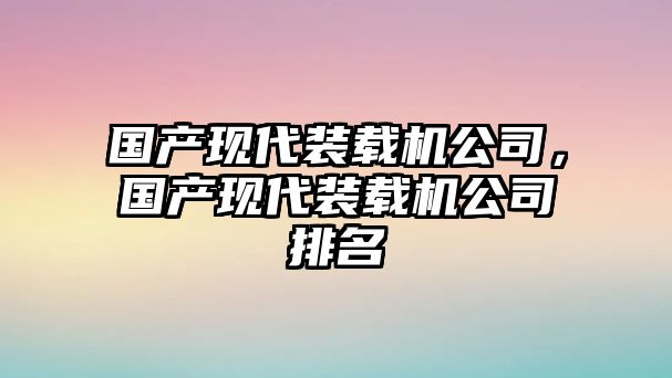 國產現代裝載機公司，國產現代裝載機公司排名