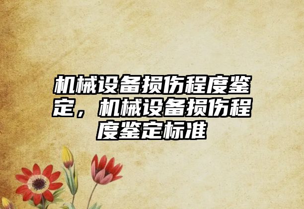 機械設備損傷程度鑒定，機械設備損傷程度鑒定標準