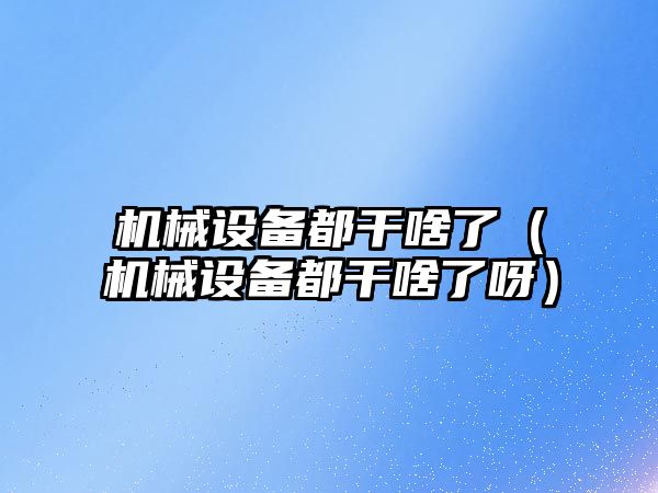 機械設備都干啥了（機械設備都干啥了呀）