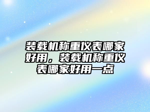 裝載機(jī)稱重儀表哪家好用，裝載機(jī)稱重儀表哪家好用一點(diǎn)