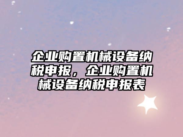 企業購置機械設備納稅申報，企業購置機械設備納稅申報表