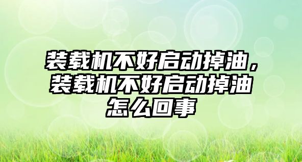 裝載機不好啟動掉油，裝載機不好啟動掉油怎么回事